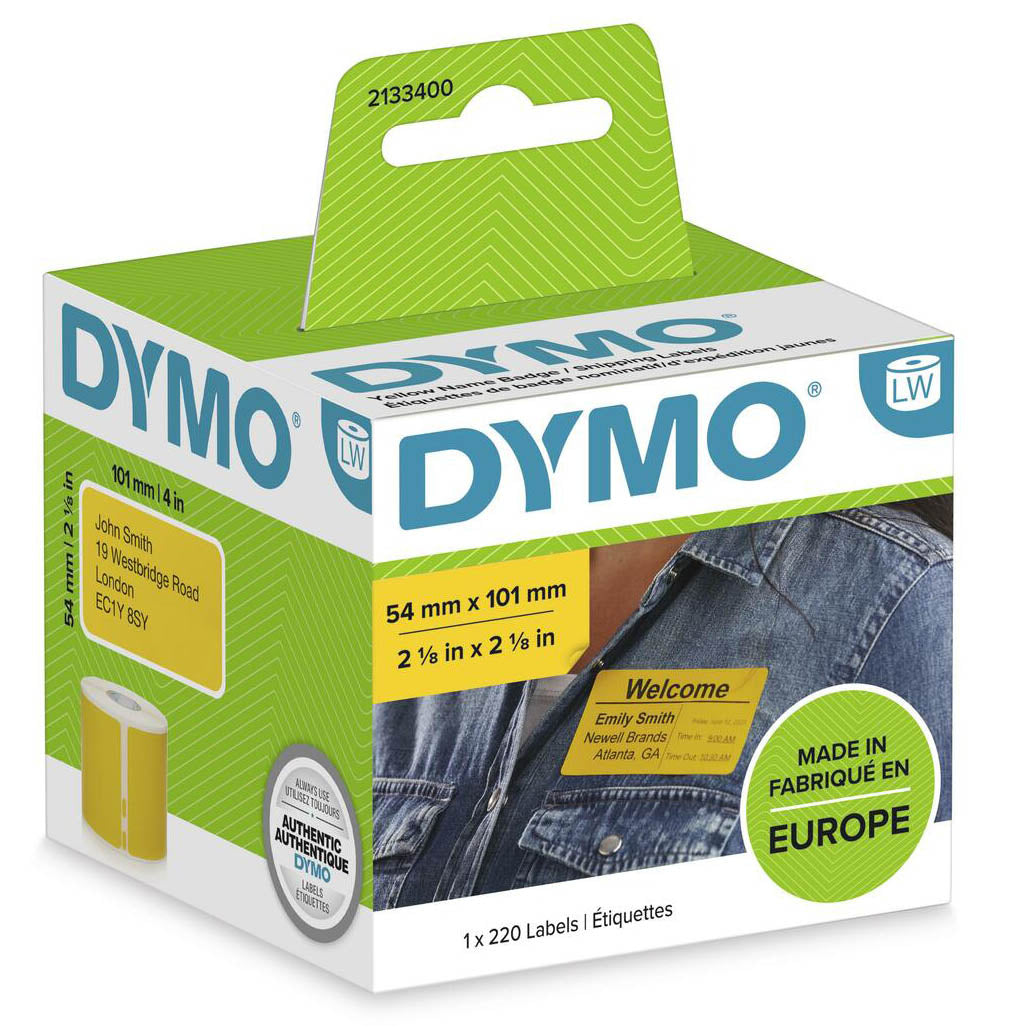 Dymo SD2133400 2133400 Yellow Shipping Label - 54mm x 101mm - 220 Labels