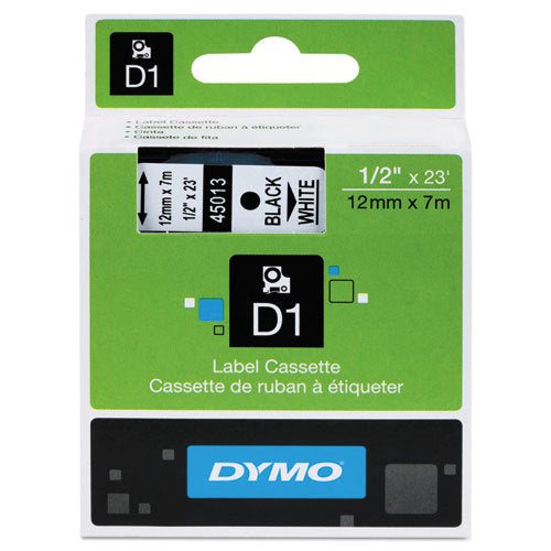 Dymo D1 Label Tape 12mm Black on White 45013