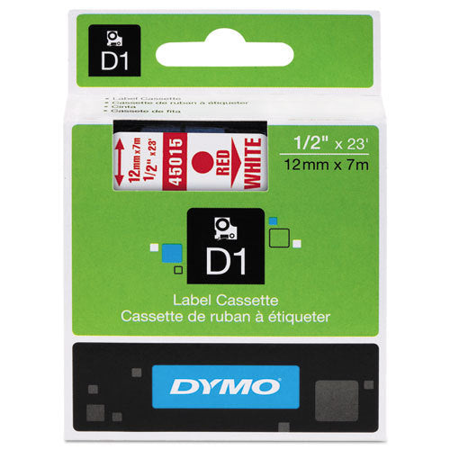 Dymo D1 Label Tape 12mm red on White 45015