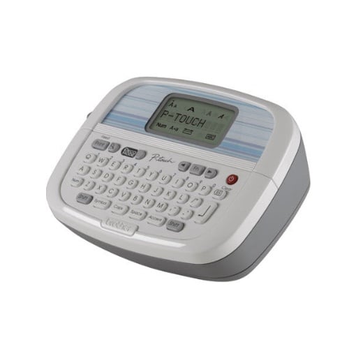 Compact Brother PT-90 label tape printer in action