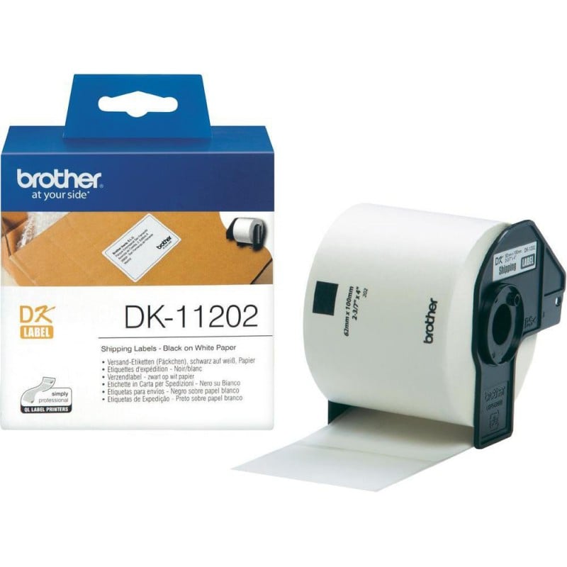 Brother DK-11202 - 62mm x 100mm - 300 Labels per Roll - White Paper Label