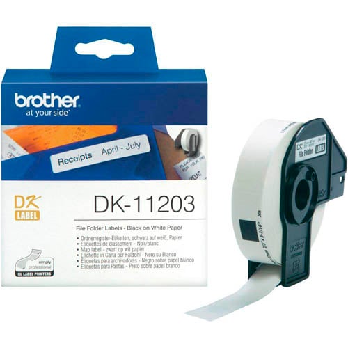 Brother DK-11203 - 17mm x 87mm - 300 Labels per Roll - White Paper Label