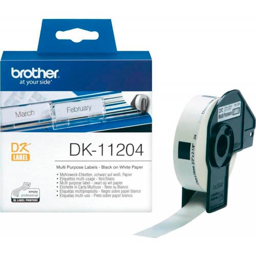 Brother DK-11204 - 17mm x 54mm - 400 Labels per Roll - White Paper Label