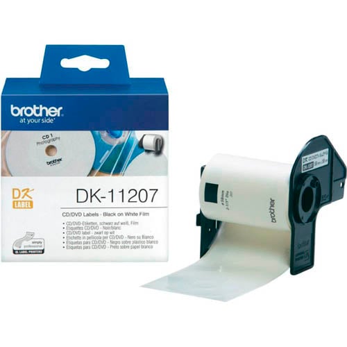 Brother DK-11207 - 58mm Diameter - 100 Labels per Roll - White Film Label