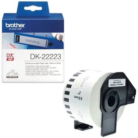 Brother DK-22223 - 50mm x 30.48m - Continuous Length - White Paper Tape