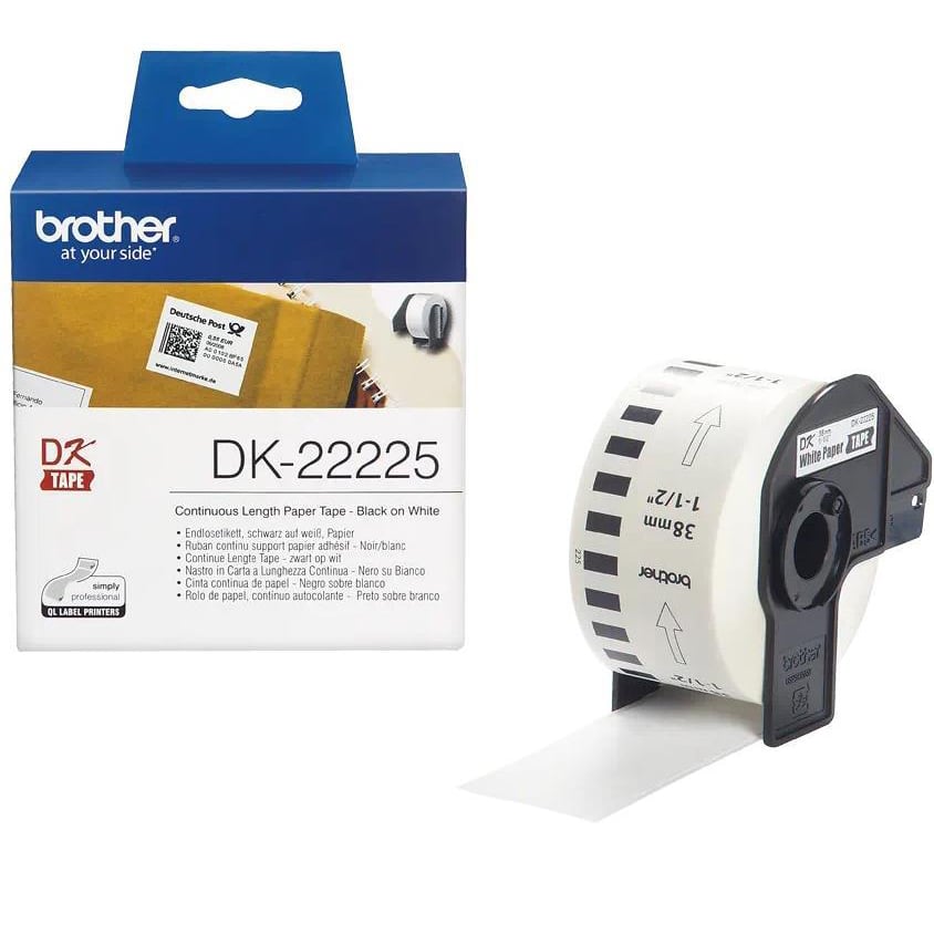 Brother DK-22225 - 38mm x 30.48m - Continuous Length - White Paper Tape