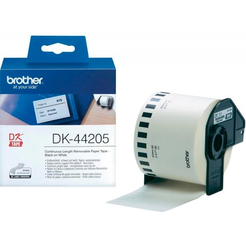 Brother DK-44205 - 62mm x 30.48m - Continuous Length - White Removable Paper Tape