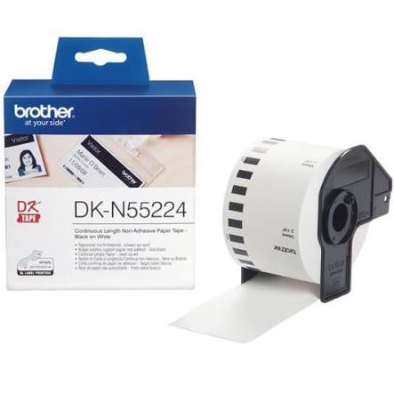 Brother DK-N55224 - 54mm x 30.48m - Continuous Length - White Non-Adhesive Paper Tape
