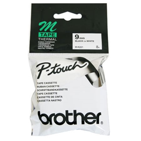 Brother P-Touch M-K221 9mm Black on White Tape