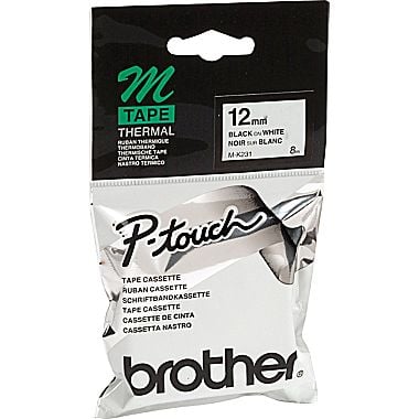 Brother P-Touch M-K231 12mm Black on White Tape