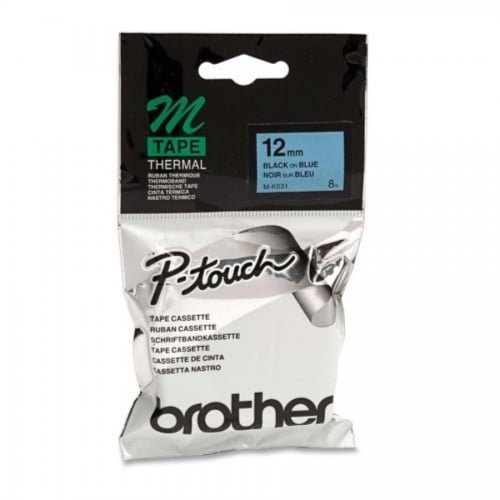 Brother P-Touch M-K531 12mm Black on Blue Tape