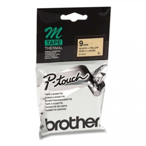 Brother P-Touch M-K621 9mm Black on Yellow Tape