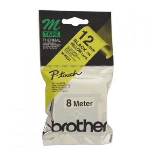 Brother P-Touch M-K631 12mm Black on Yellow Tape