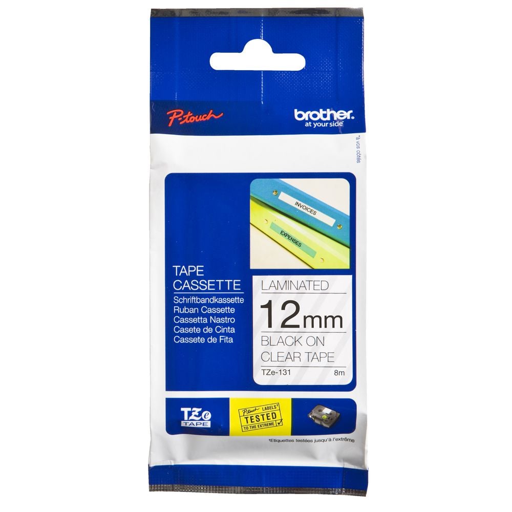 Brother P-Touch TZe-131 12mm Black on Clear Laminated Tape