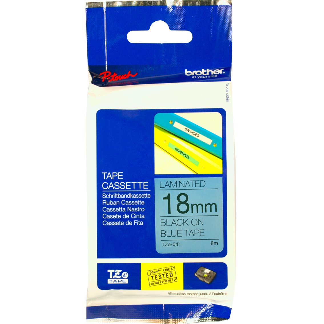 Brother P-Touch TZe-541 18mm Black on Blue Laminated Tape