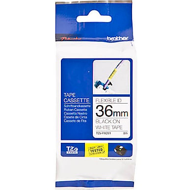 Brother P-Touch TZe-FX261 36mm Black on White Flexible Laminated Tape