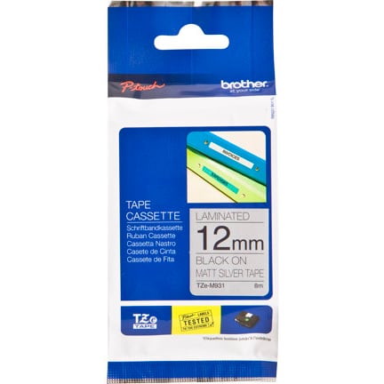 Brother P-Touch TZe-M931 12mm Black on Silver matt Laminated Tape