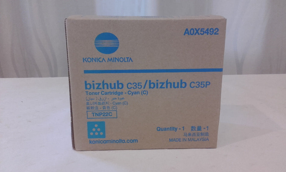 KONICA MINOLTA BIZHUB C25P C35/C35P TNP22 CYAN TONER - 6K - A0X5-492