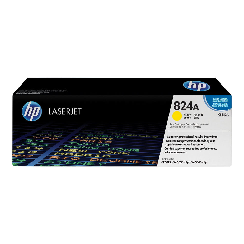 HP 824A YELLOW TONER 21000PAGE YIELD FOR CLJ CP6015 - CB382A