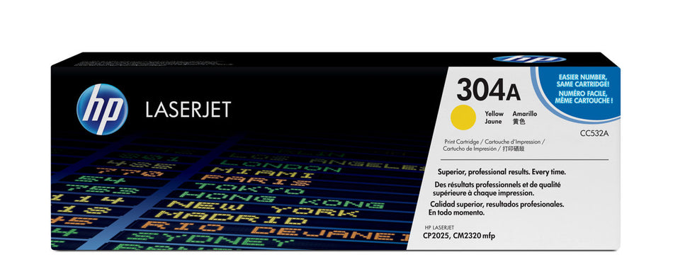 HP 304A YELLOW TONER 2800 PAGE YIELD FOR CLJ CP2025 CM2320 MFP - CC532A