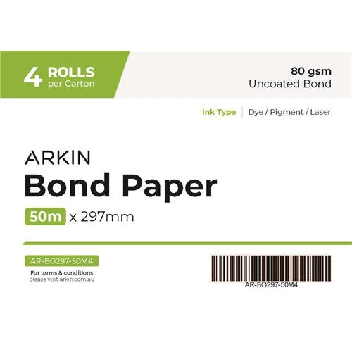 BOND PAPER 80GSM - 297MM X 50M 4 ROLLS/CTN - 179132