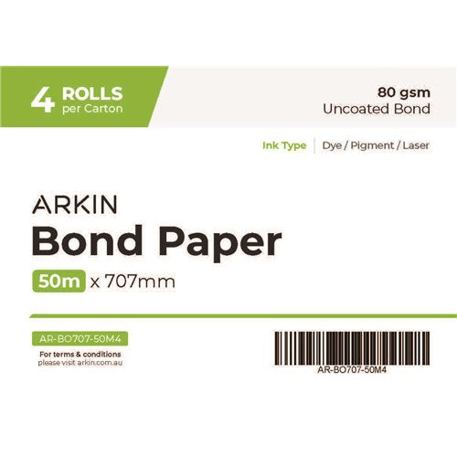 BOND PAPER 80GSM - 707MM X 50M 4 ROLLS/CTN - 179136