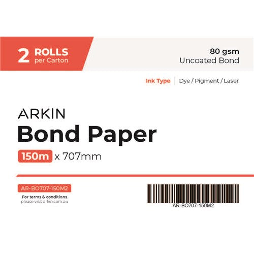 BOND PAPER 80GSM - 707MM X 150M 2 ROLLS/CTN - 179142