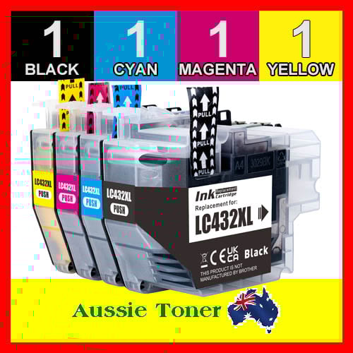 4 Pack (1BK,1C,1M.1Y) Compatible Ink Cartridge for Brother LC-432XL LC432XL LC-432XLBK LC-432XLC LC-432XLM LC-432XLY for Brother MFCJ5340DW MFCJ5740DW MFCJ6540DW MFCJ6740DW MFCJ6940DW
