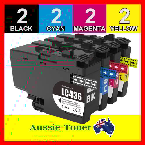 8 Pack (2BK,2C,2M,2Y) Compatible Ink Cartridge for Brother LC-436 LC436 LC-436BK LC-436C LC-436M LC-436Y for Brother MFCJ4340DWXL MFCJ4440DW MFCJ4540DW MFCJ5855DWXL MFCJ5955DW MFCJ6555DWXL MFCJ6955DW MFCJ6957DW