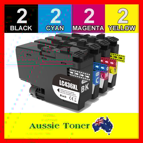 8 Pack (2BK,2C,2M,2Y) Compatible Ink Cartridge for Brother LC-436XL LC436XL LC-436XLBK LC-436XLC LC-436XLM LC-436XLY for Brother MFCJ4340DWXL MFCJ4440DW MFCJ4540DW MFCJ5855DWXL MFCJ5955DW MFCJ6555DWXL MFCJ6955DW MFCJ6957DW