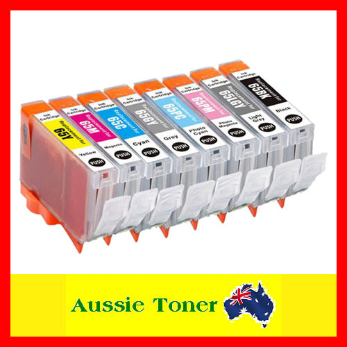 8 Pack Compatible Ink Cartridges (1BK,1C,1M,1Y,1GY,1LG,1PC,1PM) for Canon CLI-65 CLI65 for Canon PRO200