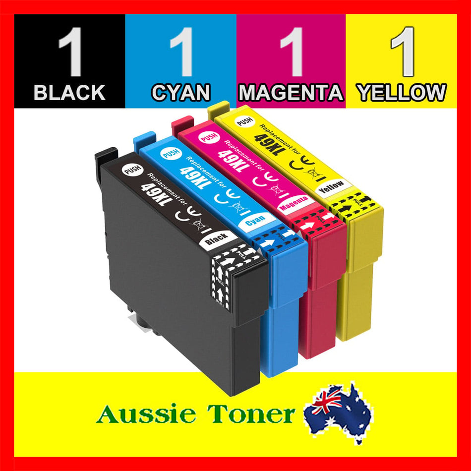 4 Pack (1BK,1C,1M,1Y) Compatible Ink Cartridge for Epson 49XL C13T10F192 C13T10F292 C13T10F392 C13T10F492 for Epson Expression Home XP-2205 XP-4205