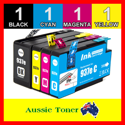 4 Pack Compatible Ink (1BK,1C,1M,1Y) for HP 937e 4S6W6NA 4S6W7NA 4S6W8NA 4S6W9NA for HP Officejet Pro 9120 9130 9720 9730 9110