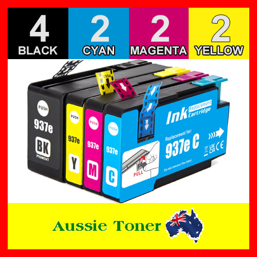 10 Pack Compatible Ink (4BK,2C,2M,2Y) for HP 937e 4S6W6NA 4S6W7NA 4S6W8NA 4S6W9NA for HP Officejet Pro 9120 9130 9720 9730 9110