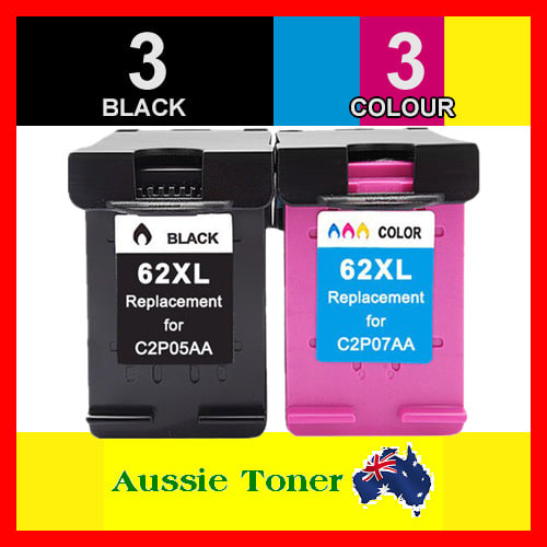 6 Pack (3BK,3C) Compatible Ink Cartridge for HP 62XL C2P05AA C2P07AA for HP ENVY 5540 5542 5640 5642 7640 7643 Officejet 200 250 5740 5742 5744 5746
