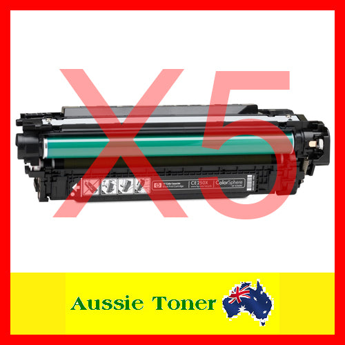 5-Pack Black Compatible Toner for HP CE250X 504X for HP CM3530 MFP CM3530fs MFP CP3525 CP3525dn CP3525n CP3525x