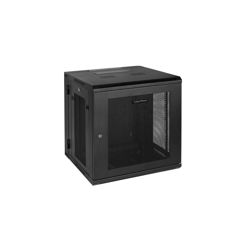 CyberPower 12U Versatile Swing-Out Wall Mount Enclosure with Hex Perforated Metal Door - 600mm Deep, 60kg Capacity