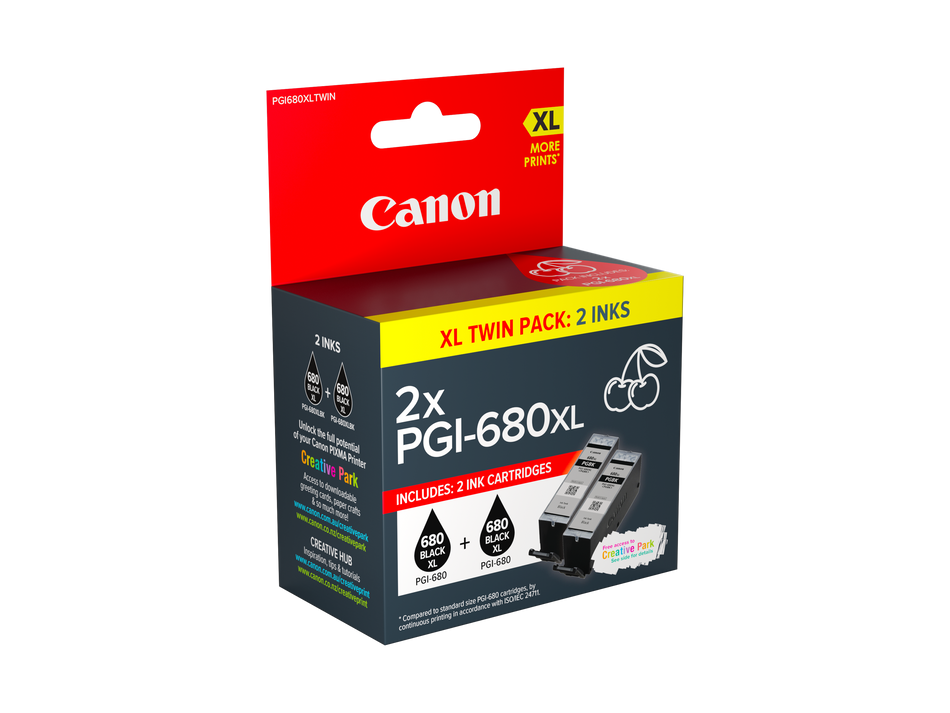 CANON PGI680XLBK BLK INK TWIN PK TANK 400 PAGES FOR TR7560 TR8560 TS6160 TS8160 TS9160 - PGI680XLTWIN