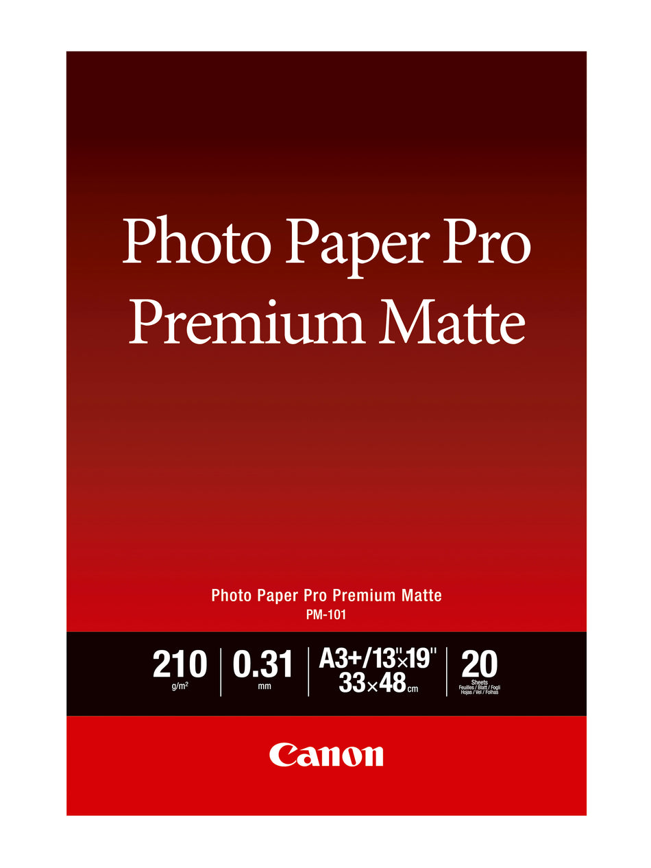CANON PM101A3 20 SHEETS 210 GSM PHOTO PAPER PRO PREM MATTE SMOOTH TEXTURE - PM101A3