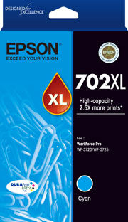 EPSON 702XL CYAN INK DURABRITE WF-3720 WF-3725 - C13T345292