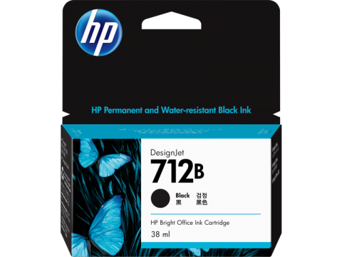 HP 712B 38ML BLACK DESIGNJET INK CARTRIDGE FOR T230/T250/T650/STUDIO - 3ED28A