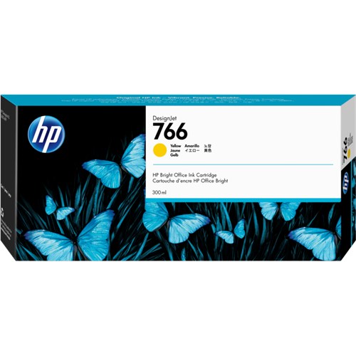 HP 766 300ML YELLOW DESIGNJET INK CARTRIDGE FOR XL 3600 - P2V91A