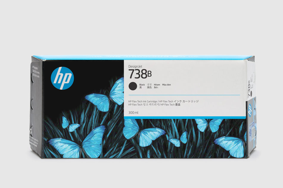 HP 738B 300-ml Black DesignJet Ink Cartridge - 498P6A