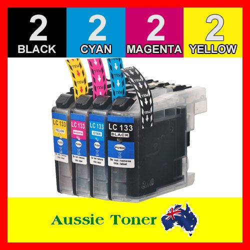 8 Pack LC-133 LC133 Compatible Ink (2BK,2C,2M,2Y) for Brother DCP J152W J172W J4110DW J552DW J752DW MFC J245 J4410DW J4510DW J470DW J4710DW J475DW J650DW J6520DW J6720DW J6920DW J870DW