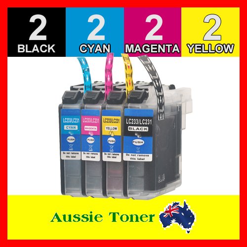 8 Pack LC-233 LC233 Compatible Ink (2BK,2C,2M,2Y) for Brother DCP J4120DW J562DW MFC J4620DW J480DW J5320DW J5720DW J680DW J880DW
