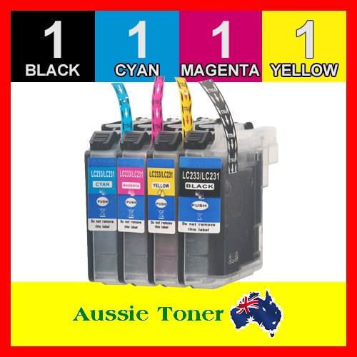 4 Pack LC-233 LC233 Compatible Ink (1BK,1C,1M.1Y) for Brother DCP J4120DW J562DW MFC J4620DW J480DW J5320DW J5720DW J680DW J880DW