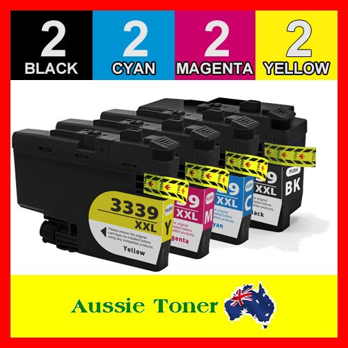 8 Pack LC-3339XL LC3339XL Compatible Ink (2BK,2C,2M,2Y) for Brother MFCJ5845DW MFCJ5945DW MFCJ6545DW MFCJ6945DW