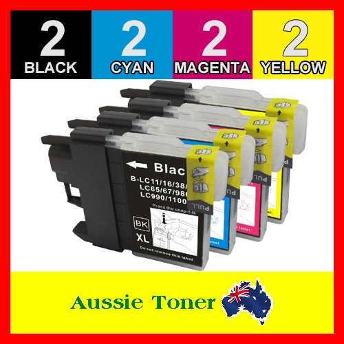 8 Pack LC-67 LC67 Compatible Ink (2BK,2C,2M,2Y) for Brother DCP 185C 385C 395CN 585CW 6690CW J615W J715W MFC 490CW 5490CN 5890CN 6490CW 6690CW 6890CDW 790CW 795CW 990CW
