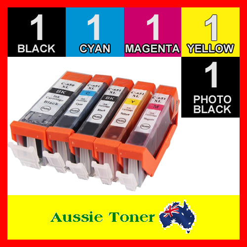 5 Pack PGI-650XL CLI-651XL PGI650XL CLI651XL Compatible Ink (1BK,1PBK,1C,1M,1Y) for Canon IP7260 IP8760 IX6860 MG5460 MG5560 MG5660 MG6360 MG6460 MG6660 MG7160 MG7560 MX726 MX926