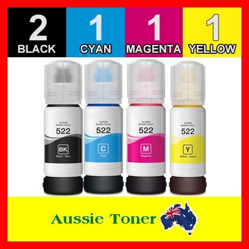 5 Pack T522 Compatible Ink (2BK,1C,1M,1Y) for Epson EcoTank ET-1110 Expression ET-2710 Expression ET-2720 Workforce ET-4700